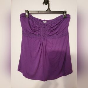 Kismet Purple Crochet Accent Blouse